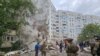 Blocuri de locuințe din Belgorod, după un atac cu rachete. 