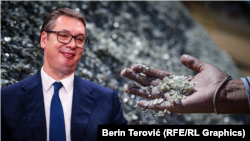 Predsednik Srbije Aleksandar Vučić i ruda litijum (foto ilustracija)