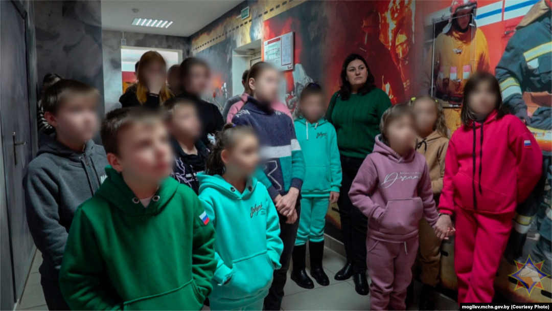 The military is “teaching the children how to behave in extreme situations,” Belarus state TV said.