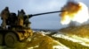 Ukrainian soldiers fire from an antiaircraft gun at Russian positions near Bakhmut in the Donetsk region. (file photo)