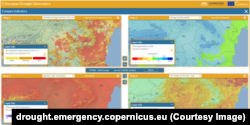 1 - indicatorul de secetă; 2 - precipitațiile medii lunare; 3 - temperatura maximă; 4 - riscul de incendii în următoarele șapte zile.