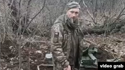 Oleksandr Matsiyevskiy on film moments before he was shown being shot dead by Russian soldiers after he said "Glory to Ukraine."