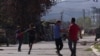 Young boys play at a camp for internally displaced people administered by the UN in Mitrovica.