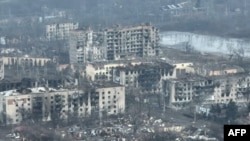 Город Бахмут в Украине после атак российской армии