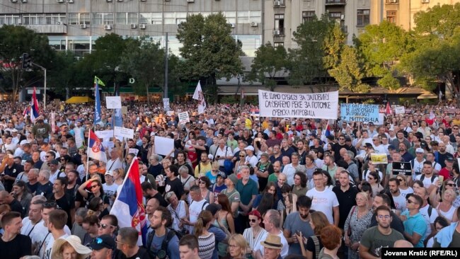 Okupljeni na protestu u Beogradu, 10. avgust 2024.