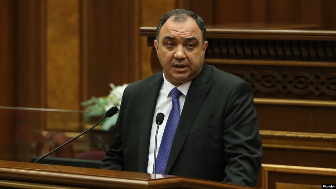 Armenia - Interior Minister Vahe Ghazarian speaks in the parliament, Yerevan, March 1, 2023.