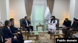 Данияр Амангелдиев жана Ооганстандын "Талибан" өкмөтүнүн министри Амир Хан Муттаки. Кабул. 24-январь, 2024-жыл. 