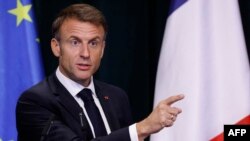 Emmanuel Macron, predsjednik Francuske na konferenciji za medije u Tirani, 17. oktobar 2023. 
