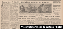 România liberă din 20 august 1945 deschide ziarul cu un reportaj despre pregătirile pentru parada de 23 August și cu știri despre „oaspeții sovietici” care ar fi urmat să participe la eveniment.