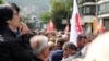 Fotografija sa protesta u Skoplju, Sjeverna Makedonija, 1. maja 2024.