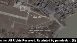 В Таганроге в ночь на 9 марта упал дрон в 900 метрах от места, где ранее на спутниковом снимке был замечен российский самолет далекой радиолокационной разведки А-50