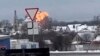 A screen grab from a video shared on social media that appears to show an aircraft spiraling to the ground and exploding in Russia's Belgorod region on January 24.