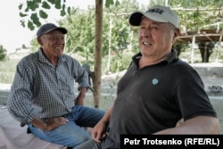 Azat (right) with his ethnic Tajik friend Davlat in the Sughd region of Tajikistan