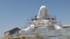 Armenia - A fragment of the giant statue of Jesus Christ hewn in Zovuni village, August 26, 2024.