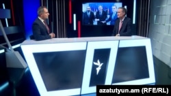 Dr. Michael Carpenter (R), United States Ambassador to the OSCE, is interviewed by Azatutyun TV, Yerevan, November 17, 2023.