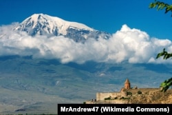 The Khor Virap Monastery in Armenia with Mt. Ararat in the background