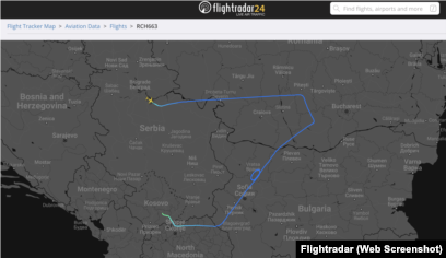 Rruga që përshkroi avioni ushtarak amerikan nga Beogradi në Prishtinë më 22 gusht.