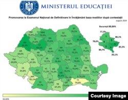 Harta României: promovarea la Examenul de Definitivare în Învățământ în 2024, după contestații.