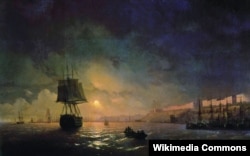 Картина Івана Айвазовського «Одеса вночі», 1846 рік. За деякою інформацією, цю картину було забрано з музею в Херсоні під час окупації міста російськими війсками в 2022 році