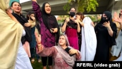 Transgender people rally in Peshawar in Pakistan's Khyber Pakhtunkhwa Province earlier this year to demand better protection from violence. 