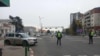 Empty streets in the center of Skopje on the eve of the OSCE annual conference, police security in front of the Government building, 