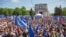 People take part in a pro-EU rally in Chisinau on May 21.