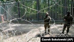 Guards stand along Polish-Belarusian border (file photo)