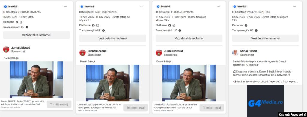 Postare plătite pro/contra Daniel Băluță.