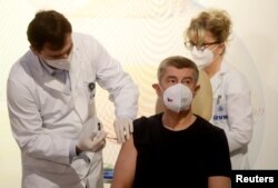 Прем'єр-міністр Чехії Андрій Бабіш отримує щеплення вакциною Pfizer-BioNTech