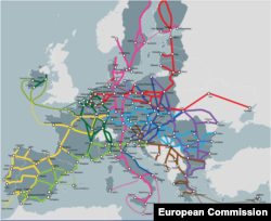 Planul revizuit al Rețelei Transeuropene de Transport, care include acum R. Moldova si Ucraina, propus de Comisia Europeană, 28 iulie 2022.