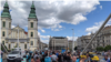 Protesters block traffic at Budapest's Erzsebet Bridge on July 12 to show their displeasure with a government proposal that could expel hundreds of thousands of small businesses and entreprenuers from a simplified tax regime known as KATA.