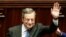 A távozó Mario Draghi az olasz parlament alsóházának ülésén 2022. július 21-én