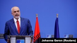 Albanski premijer Edi Rama u sjedištu NATO saveza u Bruxellesu, Belgija, 13. jula 2022.