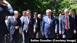 Președinții Kârgâzstanului, Kazahstanului și Uzbekistanului la Cholpon-Ata 20 iulie 2022