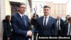 Predsednik Srbije Aleksandar Vučić i premijer Hrvatske Andrej Plenković tokom susreta u Zagrebu, 18. februara 2018.