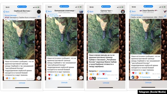 Ruski i srpski Telegram kanali prenose identičnu objavu