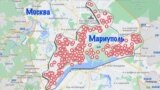 Виталий Штутман наложил карту Мариуполя с разрушениями на карту Москвы, чтобы показать масштаб уничтоженных российскими обстрелами районов города