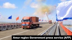 რუსეთ-ჩინეთის სასაზღვრო ხიდი მდინარე ამურზე. 10 ივნისი, 2022.