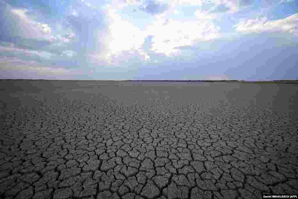 The dry bed of Amara Lake in Romania, which has been suffering from extreme heat and a lack of rainfall.&nbsp;