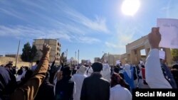 Protesters take to the streets Zahedan, the capital of Sistan-Baluchistan Province.