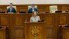 Roberta Metsola, președinta Parlamentului European, vorbind în Parlamentul Republicii Moldova, 11 noiembrie 2022