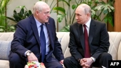 Лукашэнка і Пуцін падчас саміту ЭАЭС у Астане. 29 траўня 2026 году