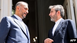 Iranian Foreign Minister Hossein Amir-Abdollahian (left) and Tehran's chief nuclear negotiator, Ali Bagheri Kani (file photo)