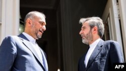 حسین امیرعبداللهیان وزیر خارجه جمهوری اسلامی و معاون سیاسی‌اش علی باقری کنی که مذاکره‌کننده ارشد ایران در مذاکرات برجام است.