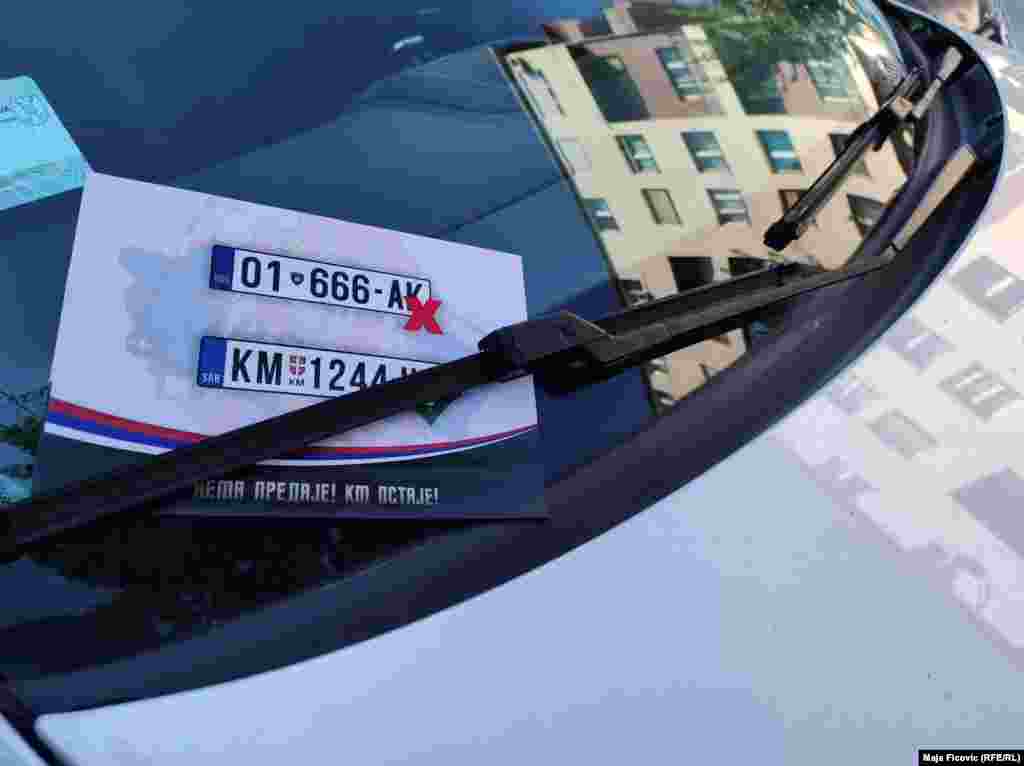 A flyer showing Kosovar (top) and Serbian car license plates with the words &ldquo;No surrender! [Serbian plates] will remain!&rdquo; On September 1, Pristina announced that some 50,000 ethnic Serbs in Kosovo must exchange their Serbian license plates for ones issued by Kosovo by October 1. The prime minister of Kosovo, Albin Kurti, offered a tax break of some 5,000 euros to those who make the switch.