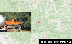 Lokacioni ku janë parë persona të armatosur dhe të maskuar afër një automjeti në Jarinjë e Poshtme.