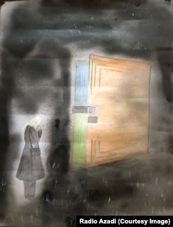 Farahnaz festménye egy lányt és egy könyvet ábrázol zár alatt