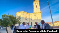 Kósa Lajos, Szijjártó Péter, Pósán László és Tasó László fideszes politikus Debrecenben 2021. szeptember 13-án