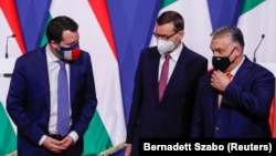 Matteo Salvini, Mateusz Morawiecki i Viktor Orban na sastanku u Budimpešti 1. aprila 2021. godine