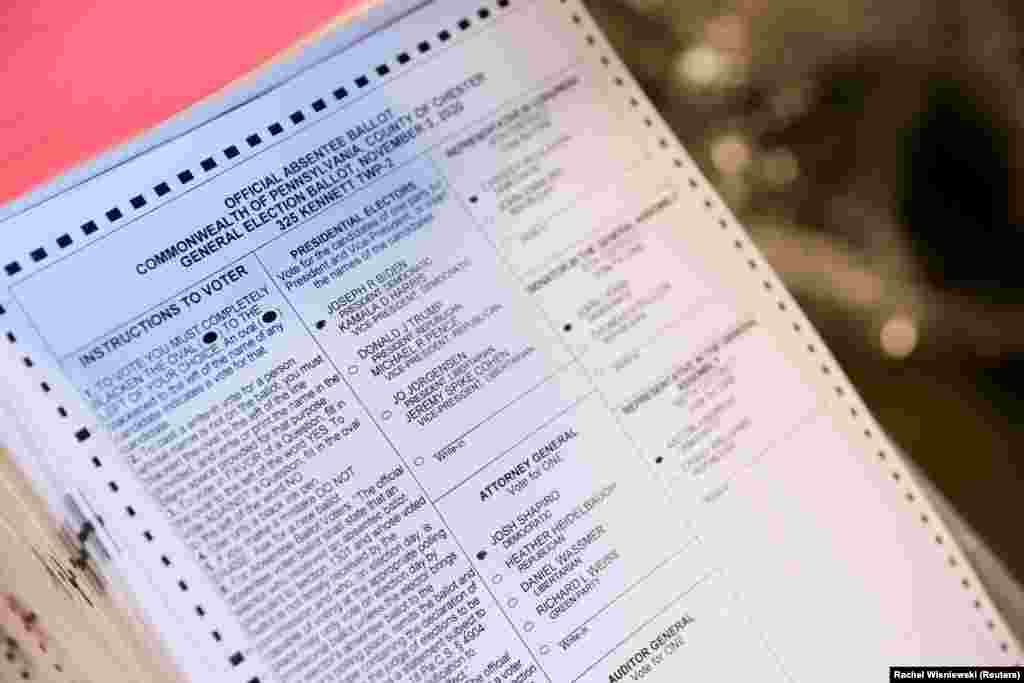 Бланк для голосування поштою в окрузі Честер, штат Пенсільванія